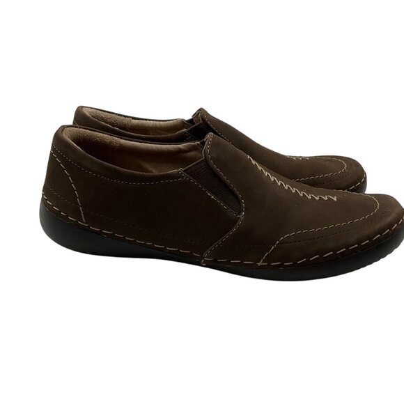 Vionic 5 Orthaheel Tech Leather Brown Slip-On Shoes Addison Moccassin Sneakers - Picture 3 of 14